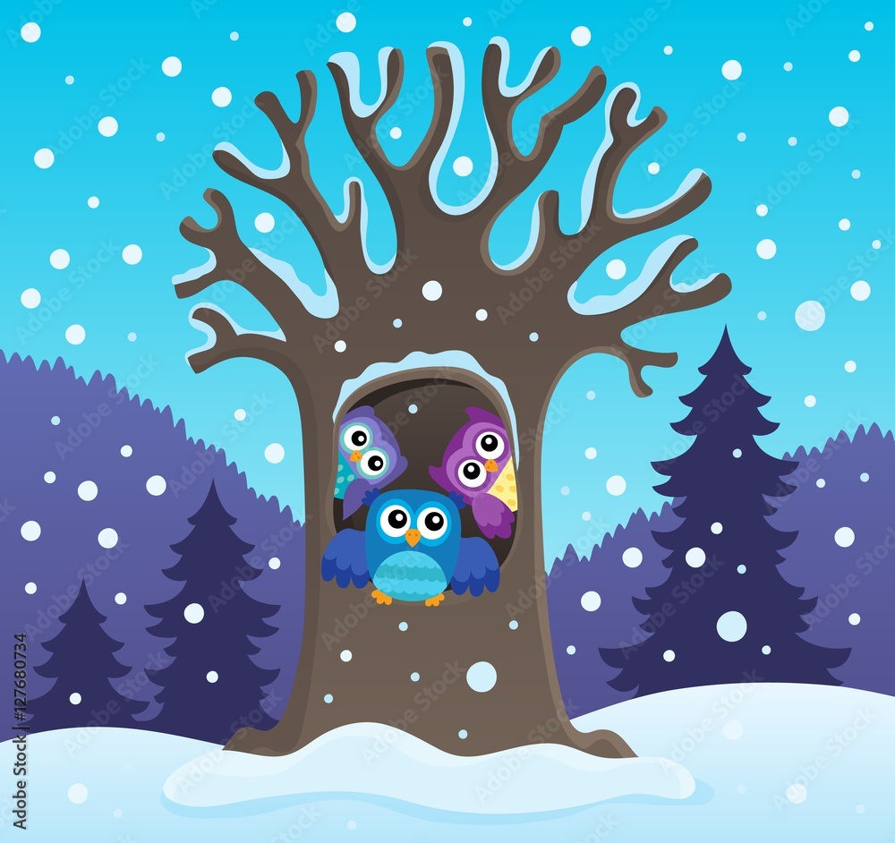 Fototapeta premium Owl tree theme image 2