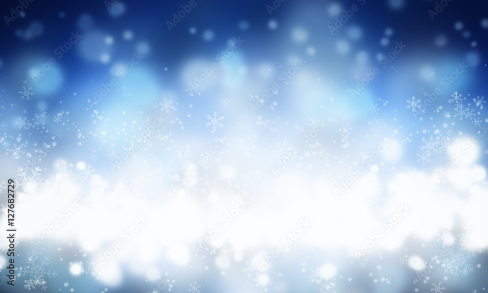 Blue abstract winter background. Christmas snow illustration.
