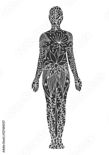 mountain pose yoga 7 chakra vector flower floral drawing hand drawn illustration design