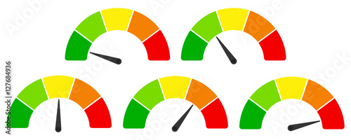 Bewertung Barometer Umfrage Werte Neutral von grün bis rot in fünf Stufen photo