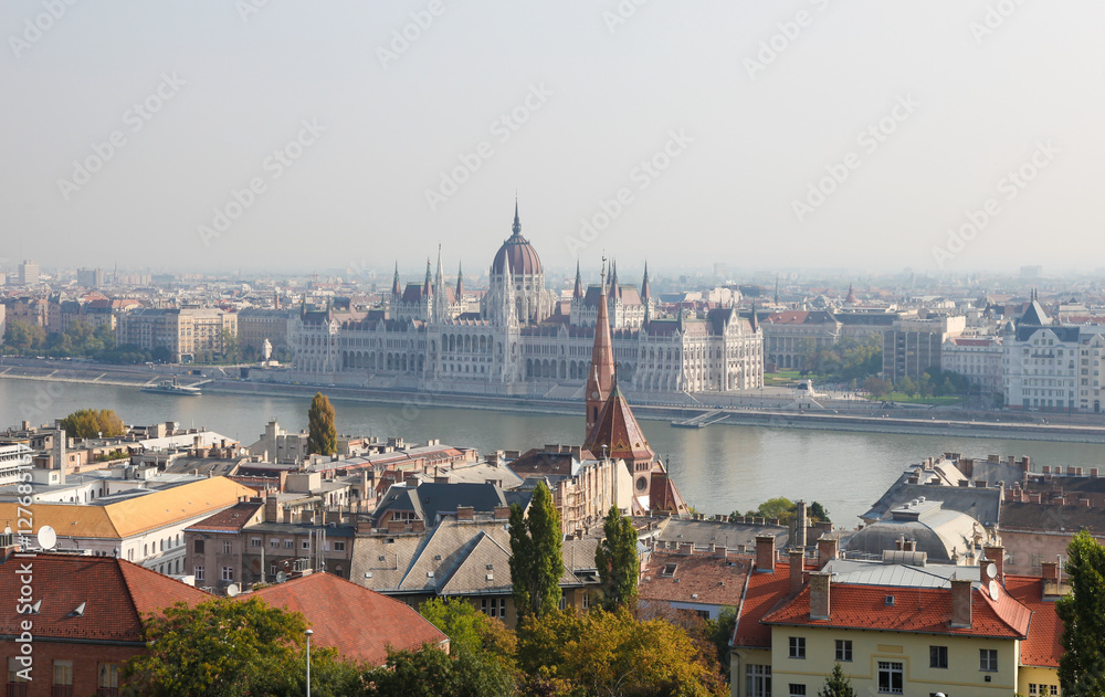 View on center of Budapest by the Danube in Hungary
