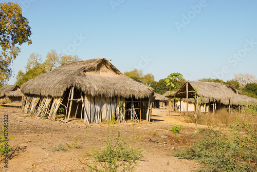 Typical malagasy village - african hut, poverty in madagascar