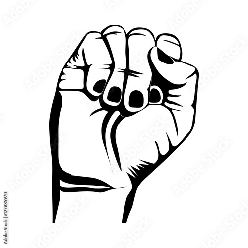 monochrome closed hand symbol support breast cancer vector illustration