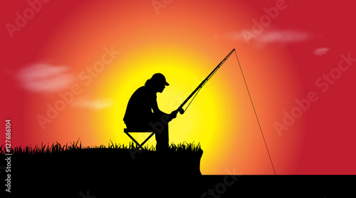 Vector illustration of a fisherman.