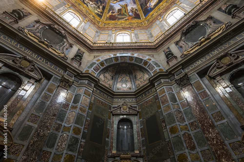 interiors of Medici chapel, Florence, Italy
