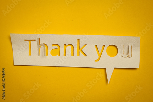 Thank you cut out from paper photo