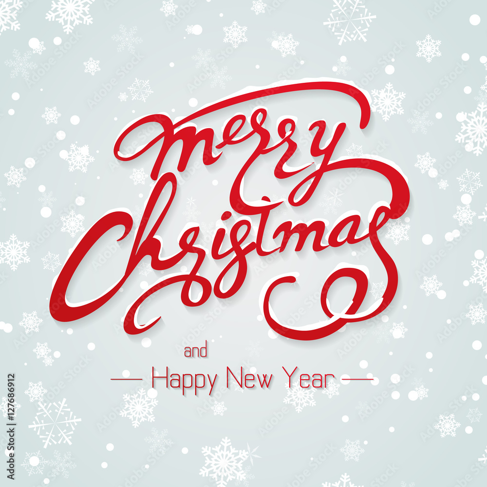 Merry Christmas And Happy New Year Lettering Vector illustration  background 2017