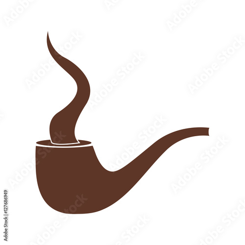 silhouette brown of pipe with smoke vector illustration