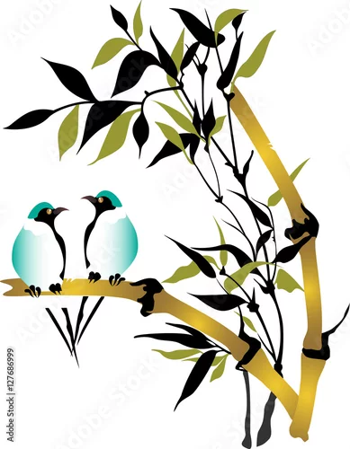 Naklejka na ścianę gałęzie drzew z ptakami