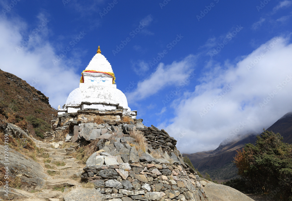 stupa on the way to everest base camp,nepal