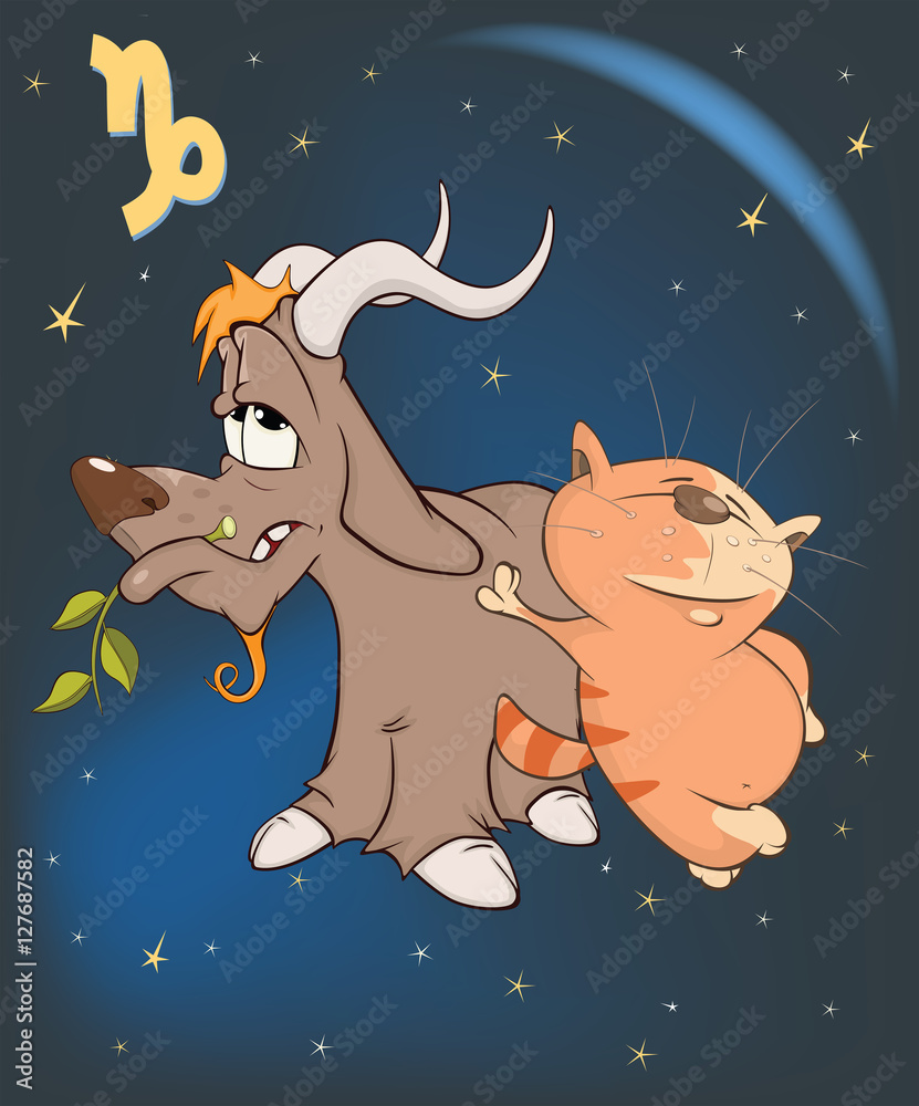 Illustration of a Zodiac Signs Capricorn . Cartoon Character Stock ...