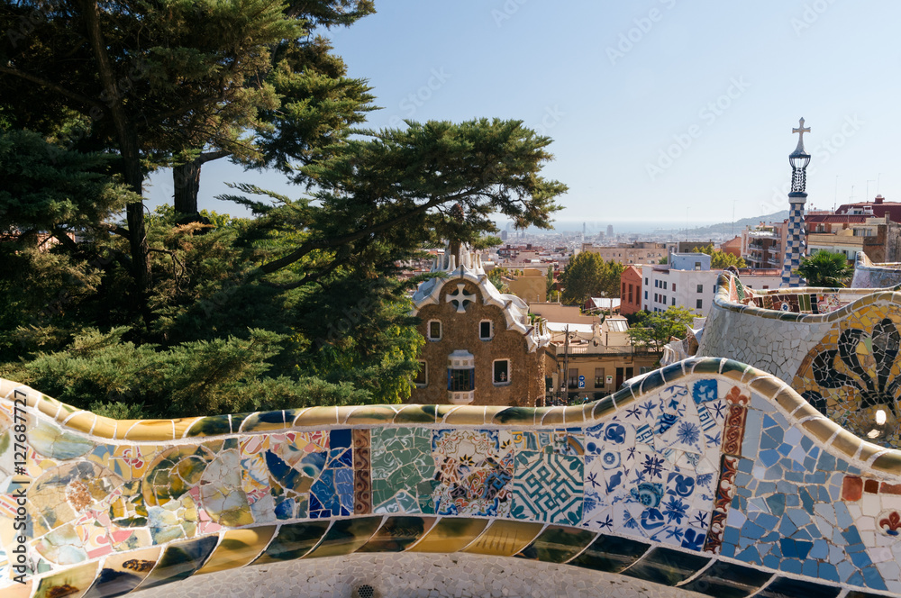 The Park Guell in Barcelona - Spain. The Park Guell in Barcelona - Spain.