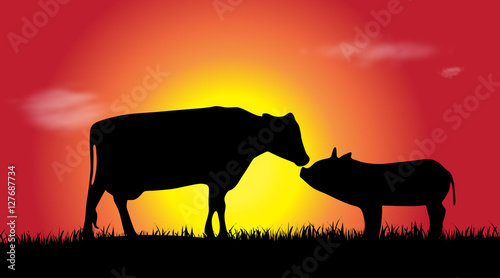 Vector silhouette of farm animal. © majivecka