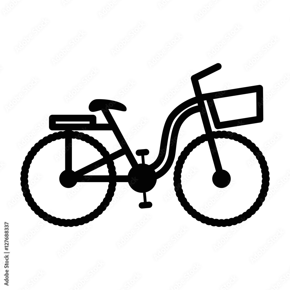 bicycle monochrome contour to the right with basket vector illustration bicycle monochrome contour to the right with basket vector illustration