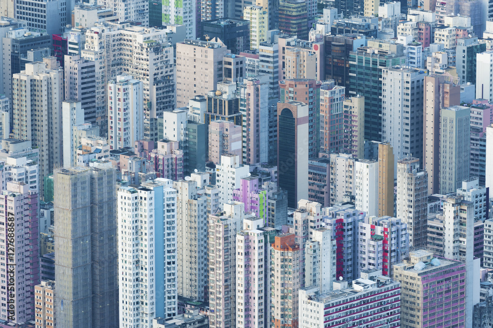 Aerial view of Hong Kong City
