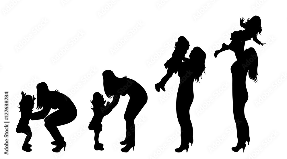 Fototapeta premium Vector silhouette of family.