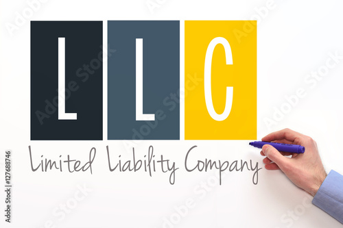 LLC. Limited liability company  sign on white background photo