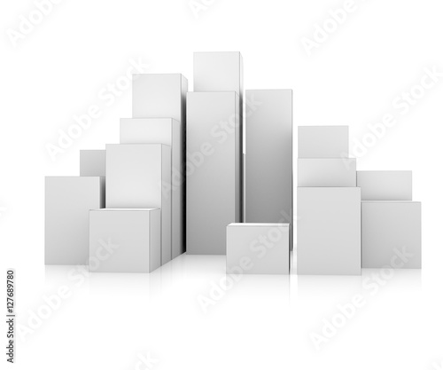 Abstract 3d illustration of white boxes