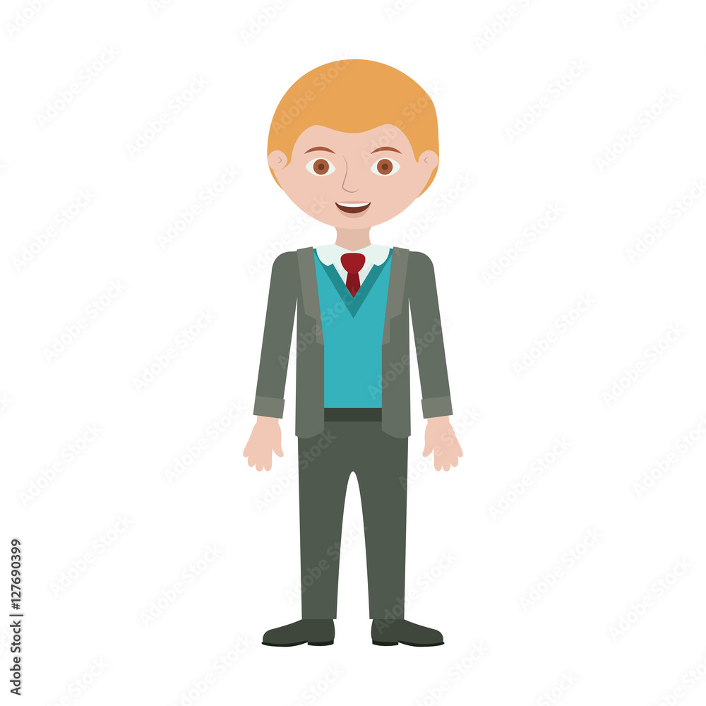 blond man with formal suit and bussines vector illustration