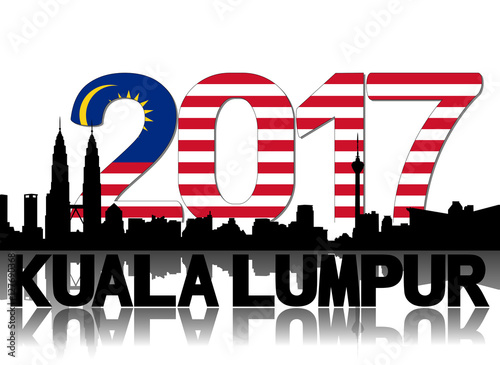 Photography Kuala Lumpur skyline 2017 flag text illustration