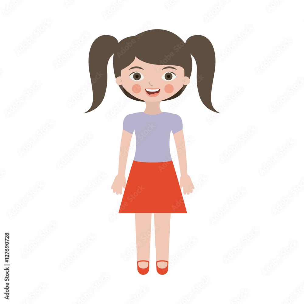 pretty girl with ponytails and skirt vector illustration pretty girl with ponytails and skirt vector illustration