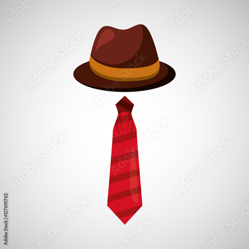 cartoon tie hat father day symbol vector illustration eps 10