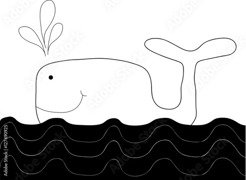 whale minimal graphic drawing