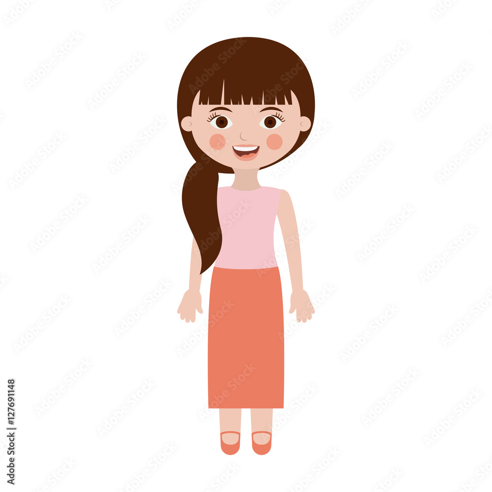 cute girl with side ponytail vector illustration cute girl with side ponytail vector illustration