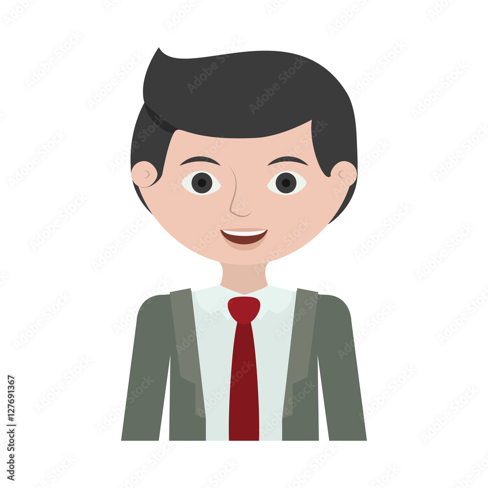half body man young with formal suit vector illustration