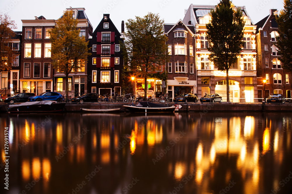 Beautiful canals in Amsterdam, the Netherlands