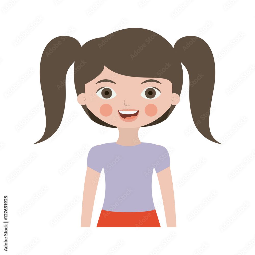 half body pretty girl with ponytails vector illustration half body pretty girl with ponytails vector illustration