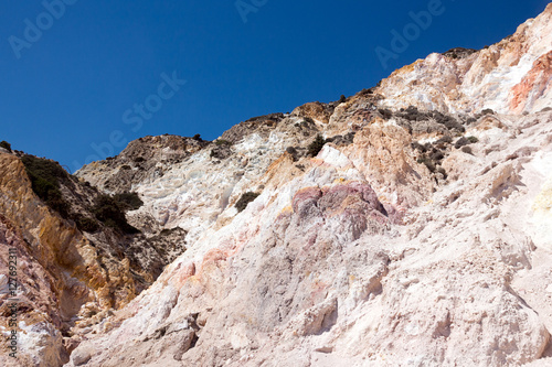 Milos - Fyriplaka beach, scenics rocks, Greece Cyclades. Colours and morphology of the volcanic island, South Aegean 