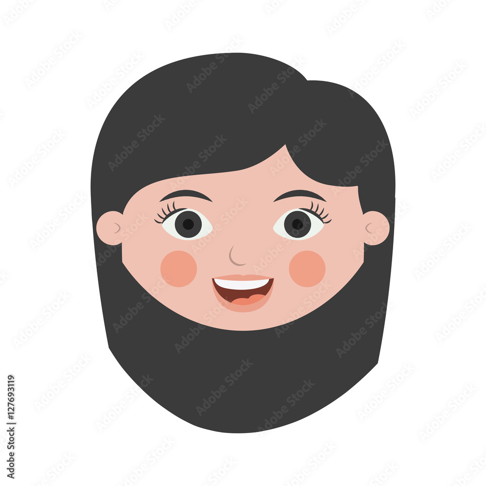 front face woman smiling with black short hair vector illustration front face woman smiling with black short hair vector illustration