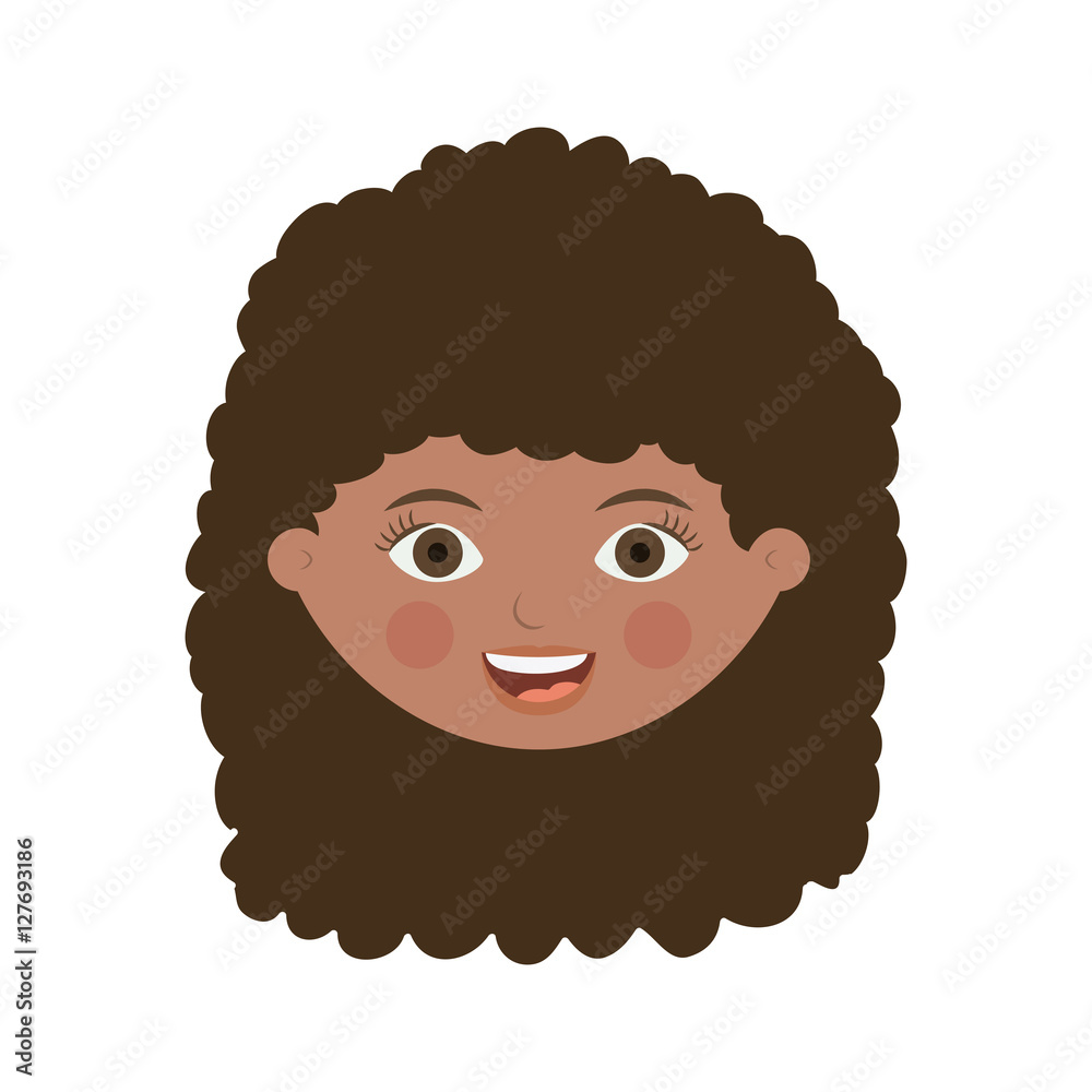 front face woman with wavy hair vector illustration front face woman with wavy hair vector illustration