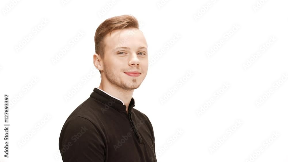 Young handsome man smiling, showing okay over white background. Young handsome man smiling, showing okay over white background.