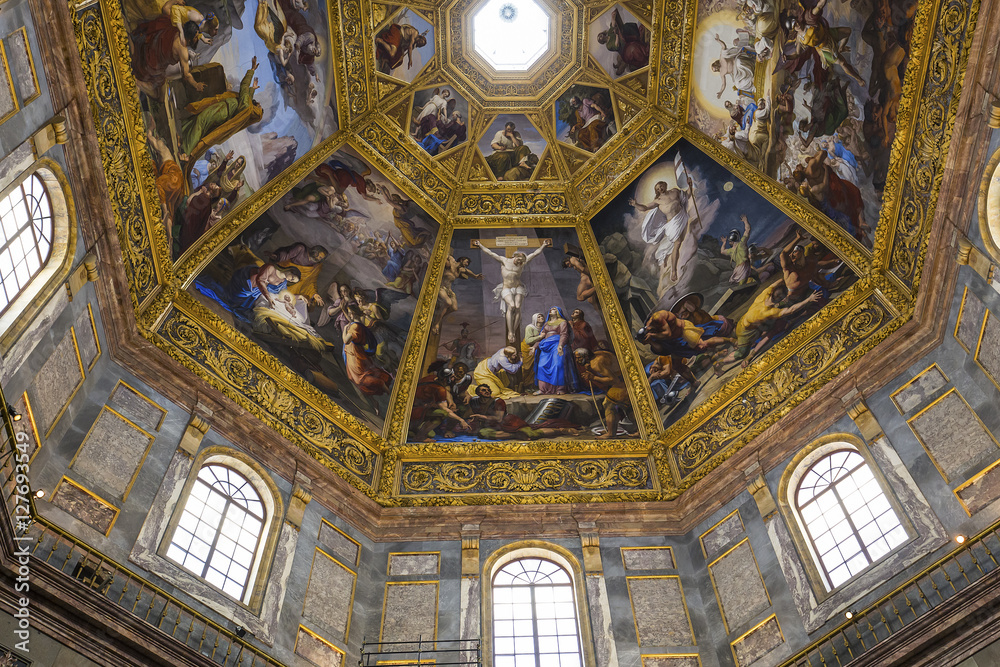 interiors of Medici chapel, Florence, Italy