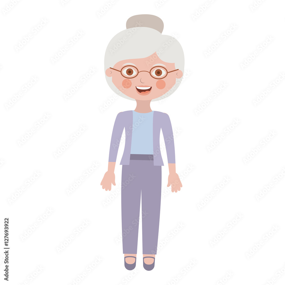 elderly woman with pants an jacket vector illustration