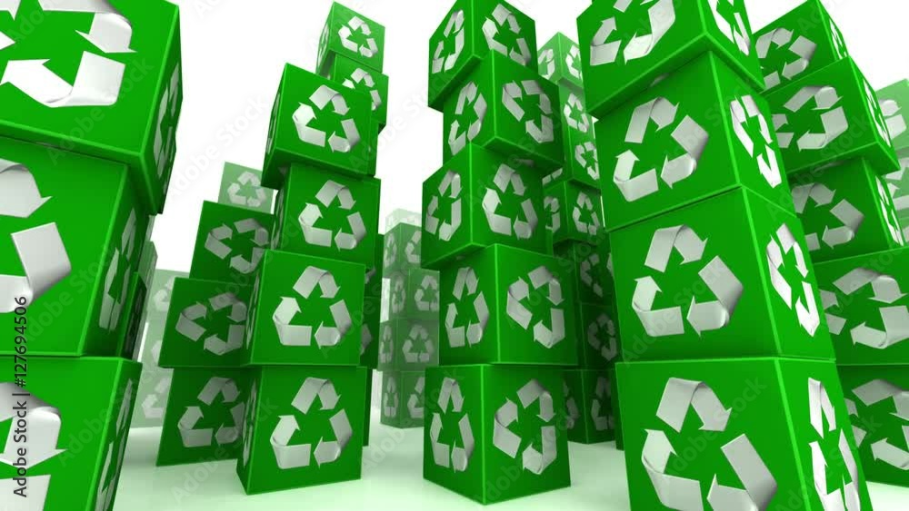 Ride through Green Boxes with Recycle Sign Ride through Green Boxes with Recycle Sign