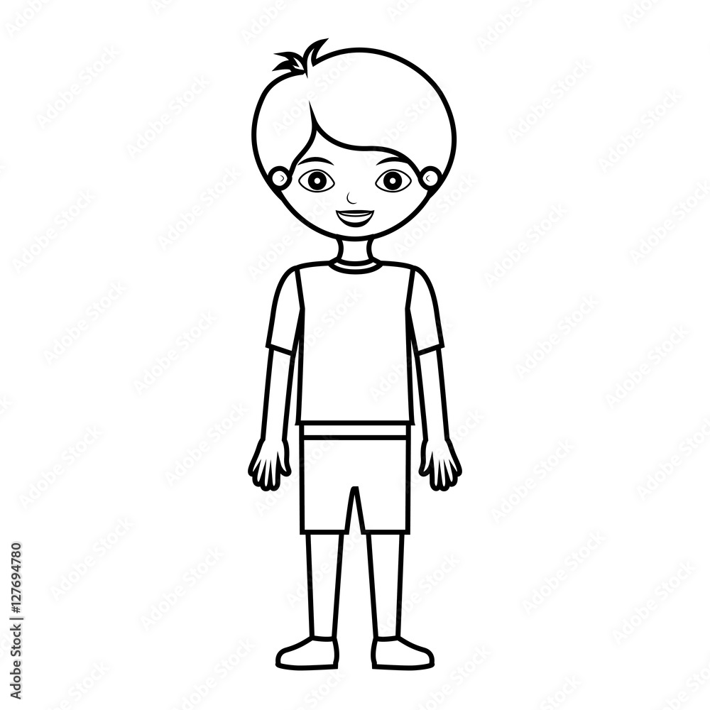 kid silhouette with t-shirt and shorts vector illustration kid silhouette with t-shirt and shorts vector illustration