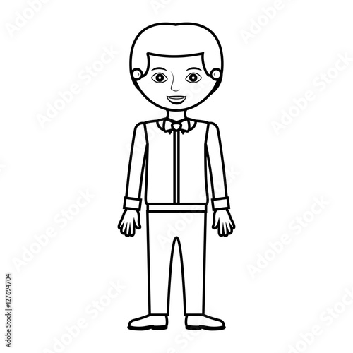 man silhouette with formal shirt and bowtie