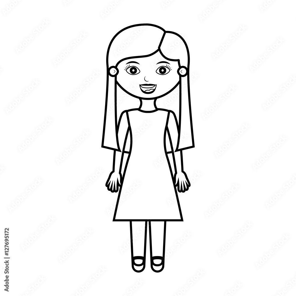 girl silhouette with dress and long hair vector illustration girl silhouette with dress and long hair vector illustration