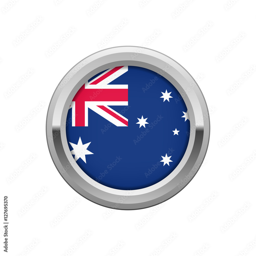 Round silver badge with Australian flag Round silver badge with Australian flag