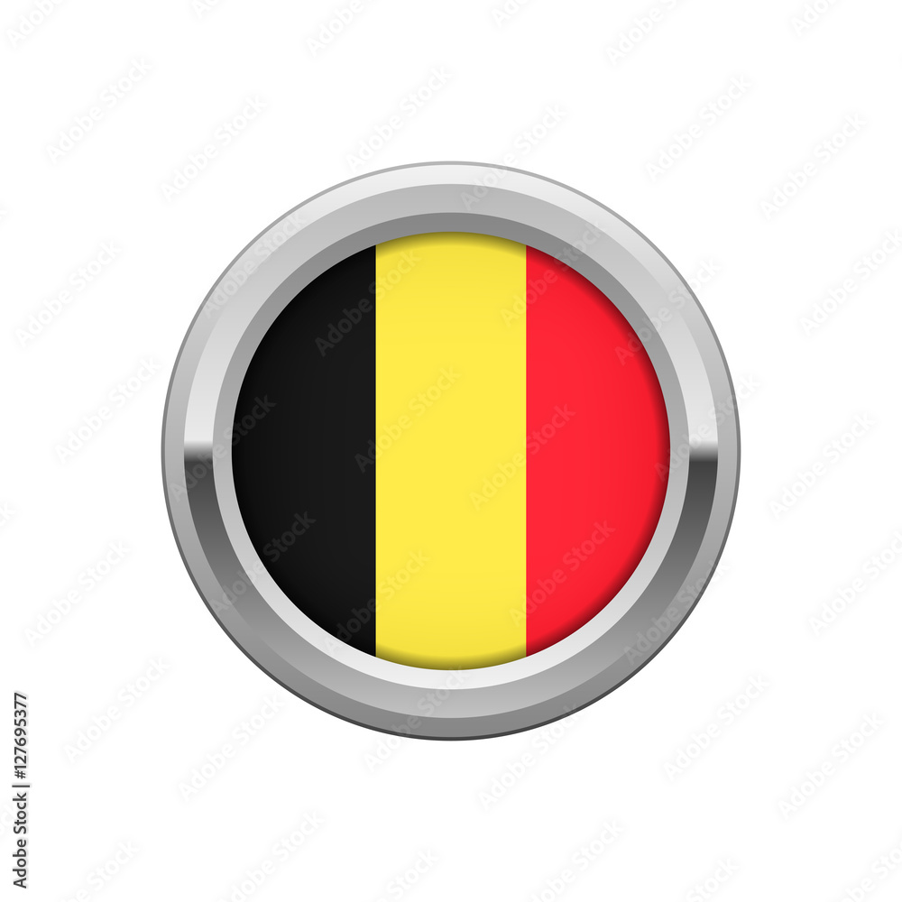 Fototapeta premium Round silver badge with Belgian flag