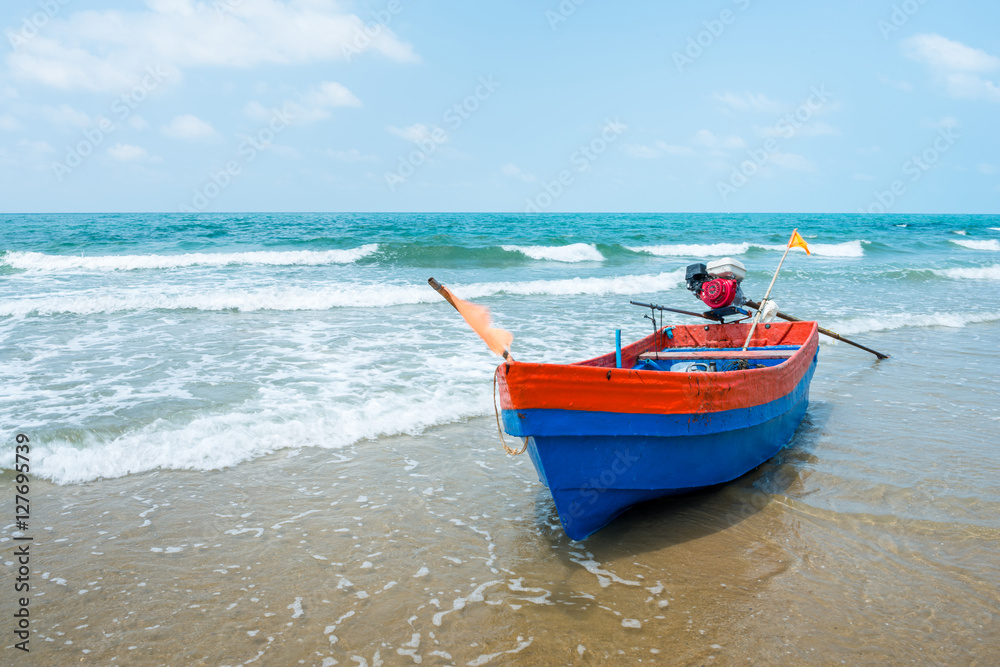 Long tail boat in tropical sea