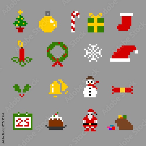 Christmas Pixel Icon Set © helen cingisiz
