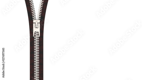 3d rendering close up zipper texture on isolated background with