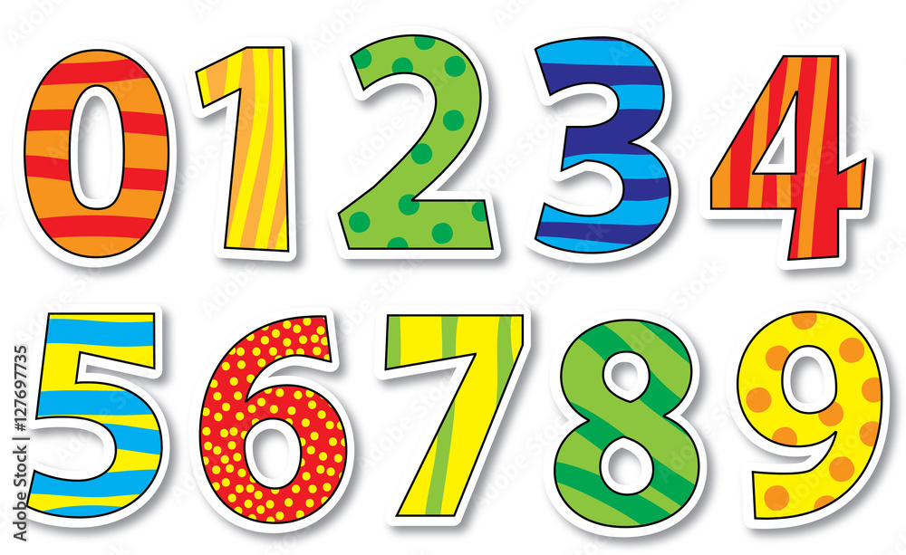 Set Of Cartoon Numbers Vectors Illustration For Children Stock Vector