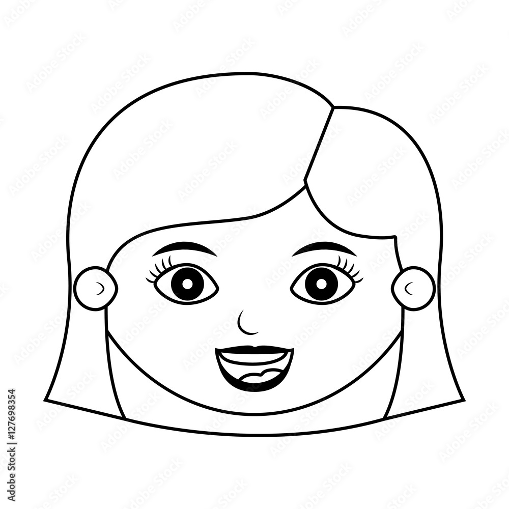 front face girl smiling silhouette with hairstyle vector illustration front face girl smiling silhouette with hairstyle vector illustration