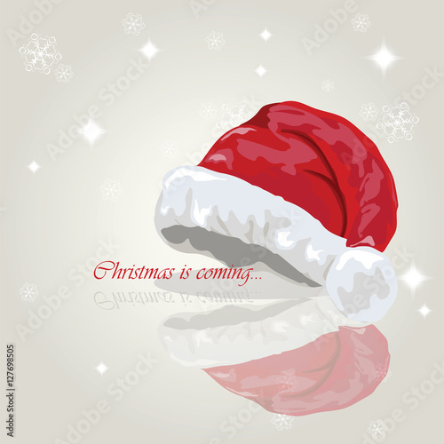 Santa hat Holiday card. Merry Christmas.