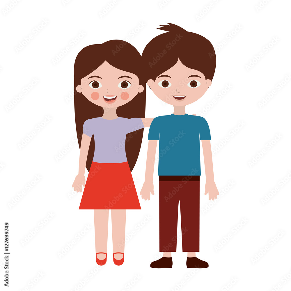 couple of children in clothing casual vector illustration couple of children in clothing casual vector illustration